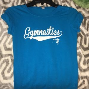 Gymnastics tee with funny writing on back
